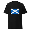 Unisex heather gray t-shirt featuring Scottish flag design printed across the front chest