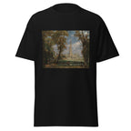 Unisex t-shirt featuring John Constable 'Salisbury Cathedral from the Bishop’s Grounds' artwork, shown in Black, front view, sizes S–5XL
