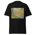 Unisex t-shirt featuring Claude Monet 'Automne À Jeufoss' artwork, shown in Black, front view, sizes S–5XL
