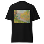 Unisex t-shirt featuring Claude Monet 'Automne À Jeufoss' artwork, shown in Black, front view, sizes S–5XL