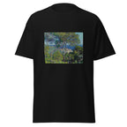 Unisex t-shirt featuring Claude Monet 'Bordighera' artwork, shown in Black, front view, sizes S–5XL