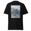 Unisex t-shirt featuring Claude Monet 'Boulevard des Capucines' artwork, shown in Black, front view, sizes S–5XL