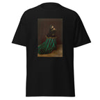 Unisex t-shirt featuring Claude Monet 'Camille' artwork, shown in Black, front view, sizes S–5XL