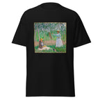 Unisex t-shirt featuring Claude Monet 'In The Woods At Giverny' artwork, shown in Black, front view, sizes S–5XL