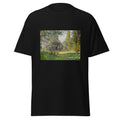 Unisex t-shirt featuring Claude Monet 'Parc Monceau' artwork, shown in Black, front view, sizes S–5XL
