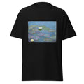 Unisex t-shirt featuring Claude Monet 'Nymphéas' artwork, shown in Black, front view, sizes S–5XL