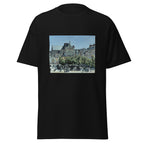 Unisex t-shirt featuring Claude Monet 'St. Germain l’Auxerrois' artwork, shown in Black, front view, sizes S–5XL
