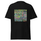 Unisex t-shirt featuring Claude Monet 'The Artist’s Garden in Giverny' artwork, shown in Black, front view, sizes S–5XL