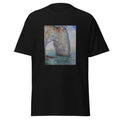 Unisex t-shirt featuring Claude Monet 'The Manneporte near Étretat' artwork, shown in Black, front view, sizes S–5XL