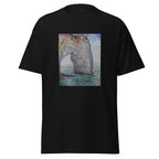 Unisex t-shirt featuring Claude Monet 'The Manneporte near Étretat' artwork, shown in Black, front view, sizes S–5XL