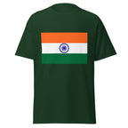 Unisex navy blue t-shirt featuring Indian flag design printed across the front chest