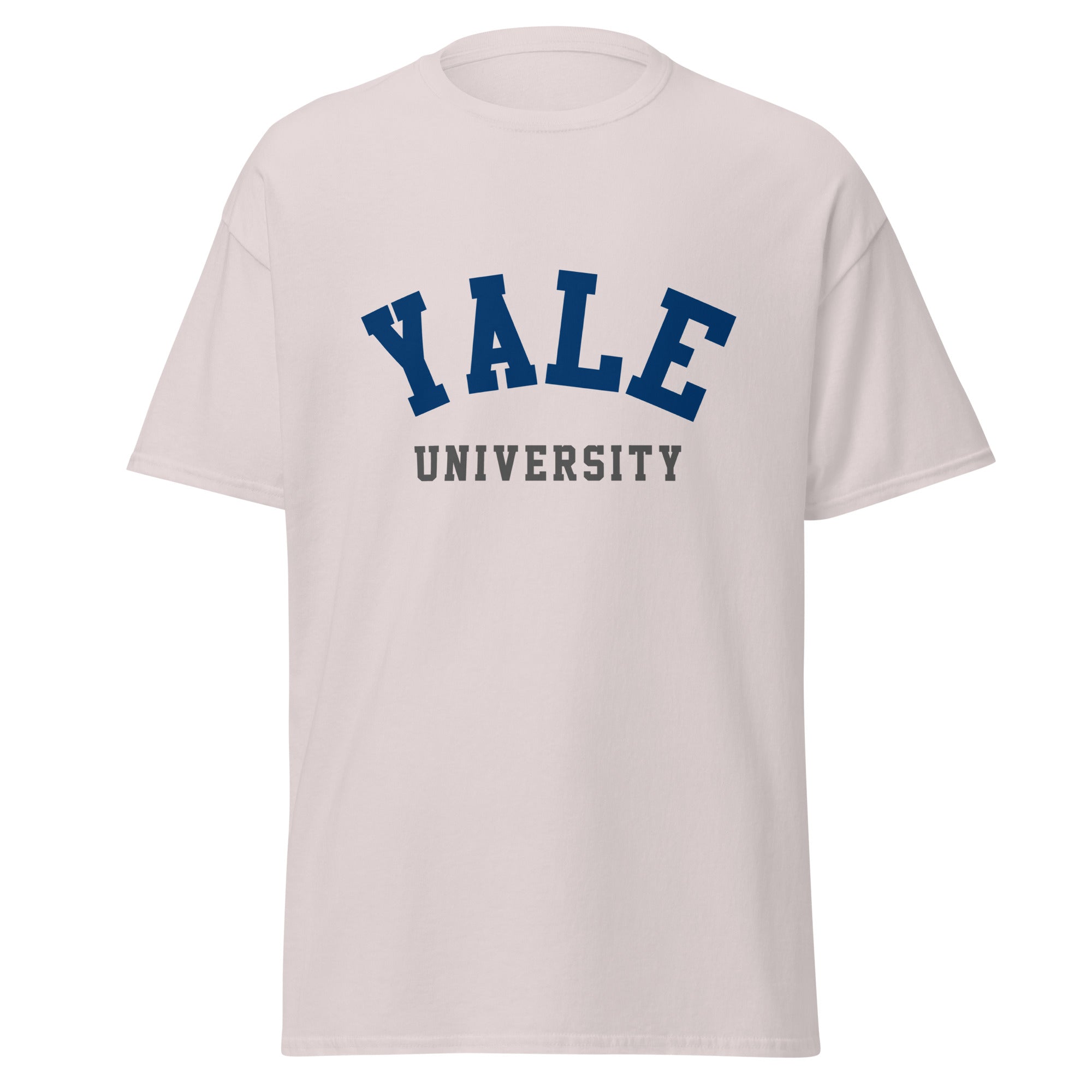 Unisex sport gray t-shirt featuring Yale University logo printed across the front chest