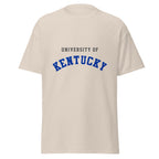 Unisex classic tee featuring University of Kentucky name and branding in blue and white