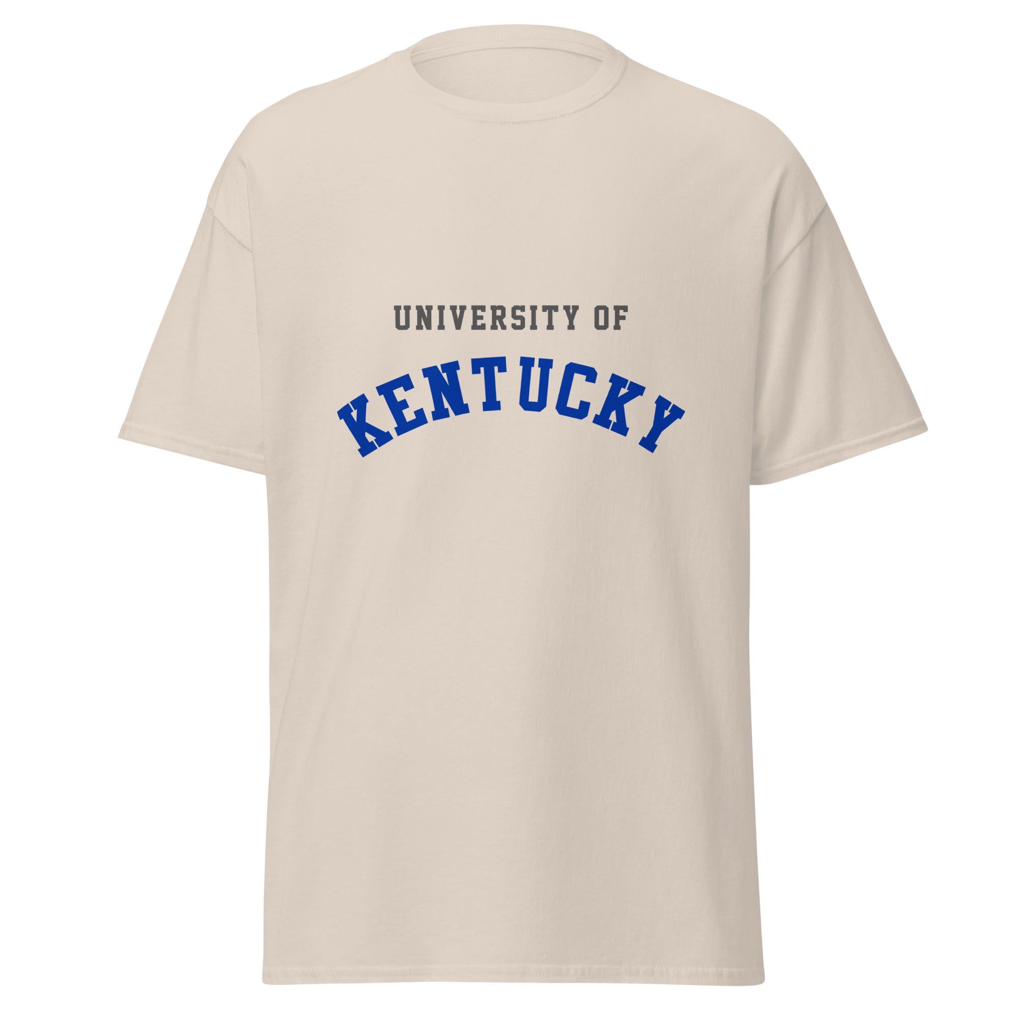 Unisex classic tee featuring University of Kentucky name and branding in blue and white