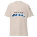 Unisex classic tee featuring Université de Montréal name and branding in blue and white