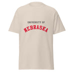 Unisex classic tee featuring University of Nebraska name and branding in scarlet and cream