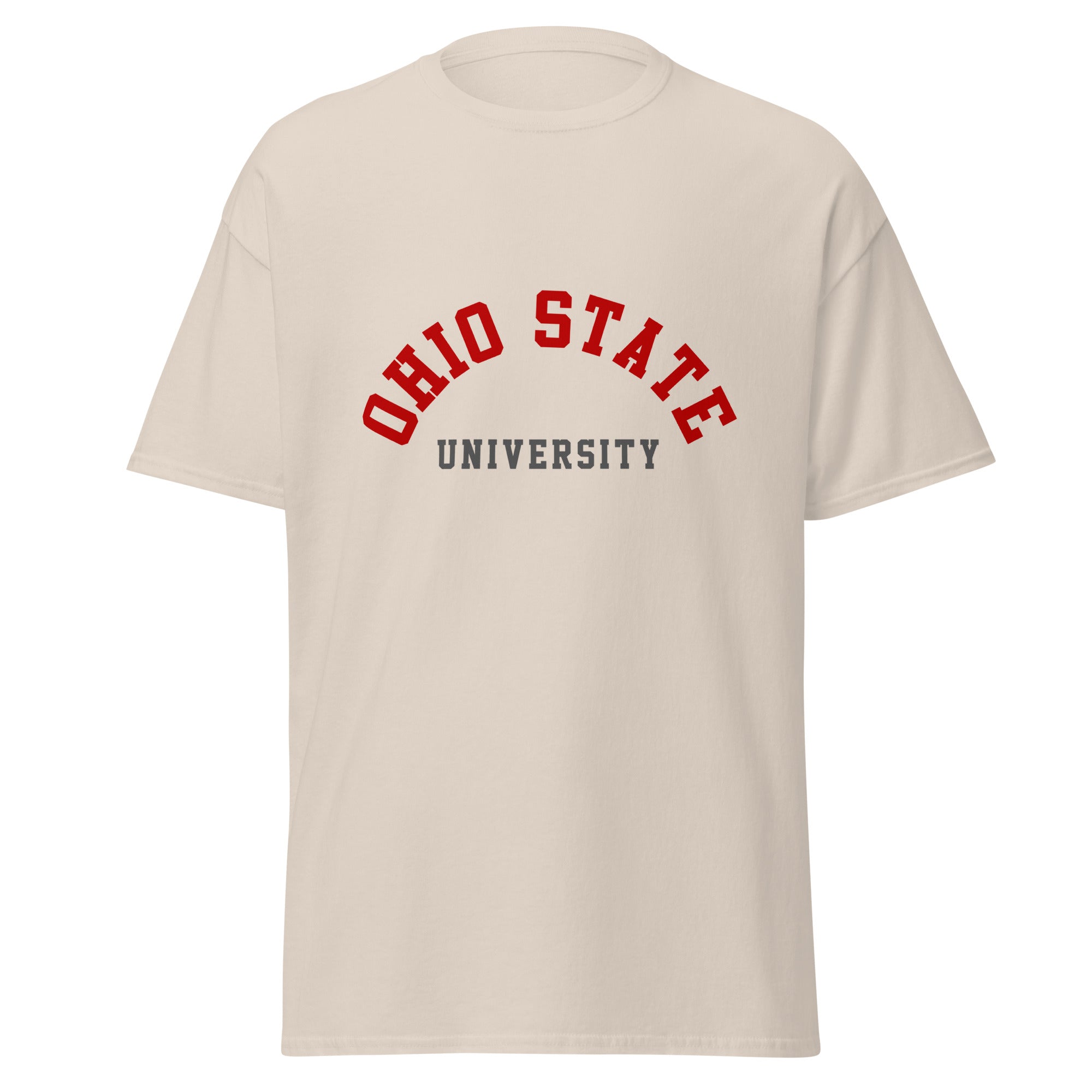 Unisex classic tee featuring Ohio State University name and branding in scarlet and grey