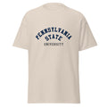 Unisex classic tee featuring Penn State University name and branding in navy and white