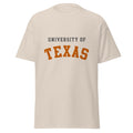Unisex classic tee featuring University of Texas name and branding in burnt orange and white