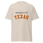 Unisex classic tee featuring University of Texas name and branding in burnt orange and white