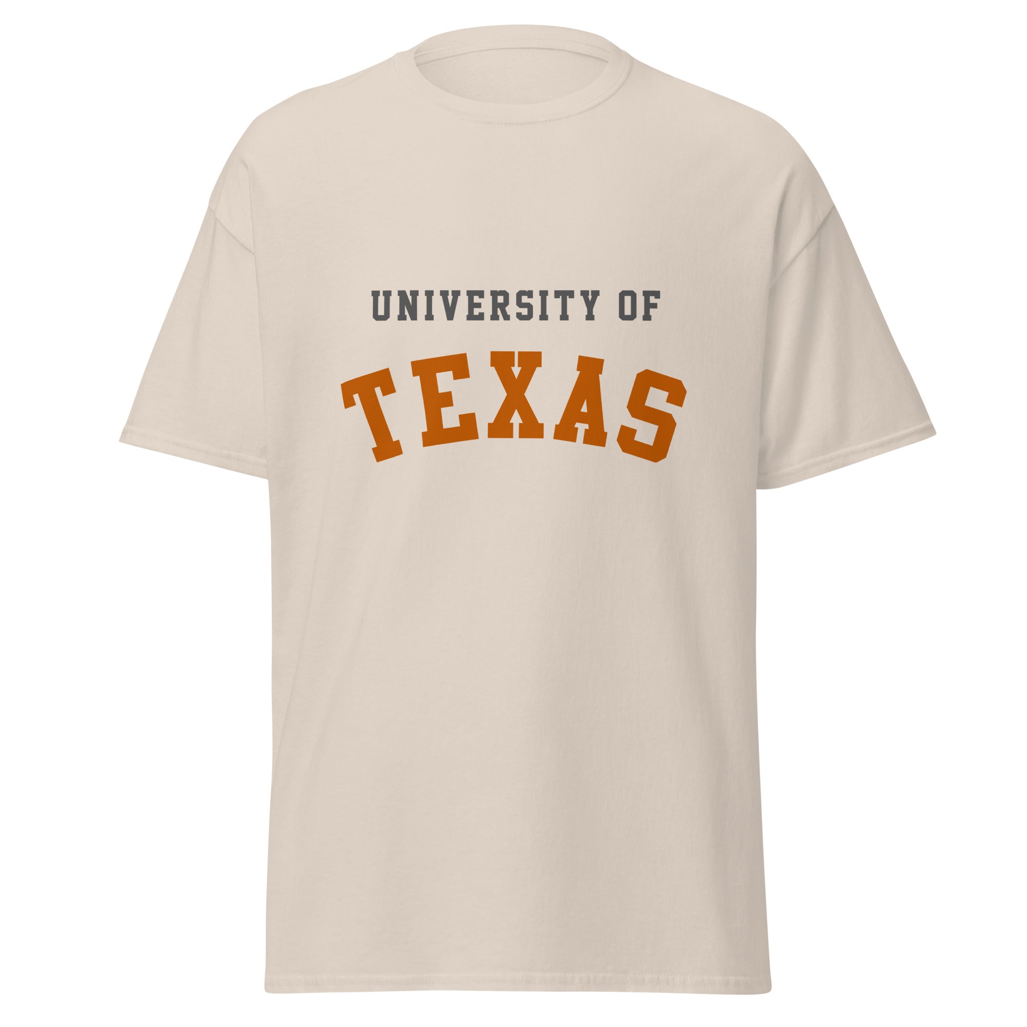 Unisex classic tee featuring University of Texas name and branding in burnt orange and white