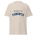 Unisex classic tee featuring University of Toronto name and branding in blue and white