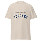 Unisex classic tee featuring University of Toronto name and branding in blue and white
