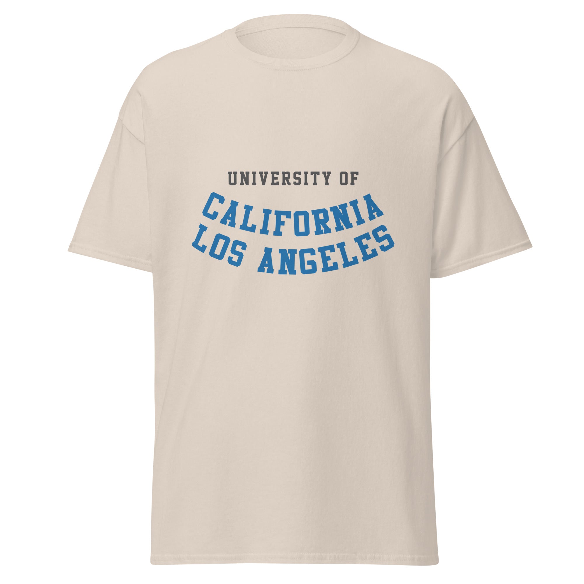 Unisex classic tee featuring UCLA name and branding in blue and gold