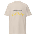 Unisex classic tee featuring University of Waterloo name and branding in black and gold
