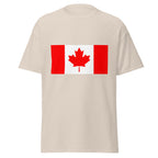 Unisex heather gray t-shirt featuring Canadian flag design printed across the front chest