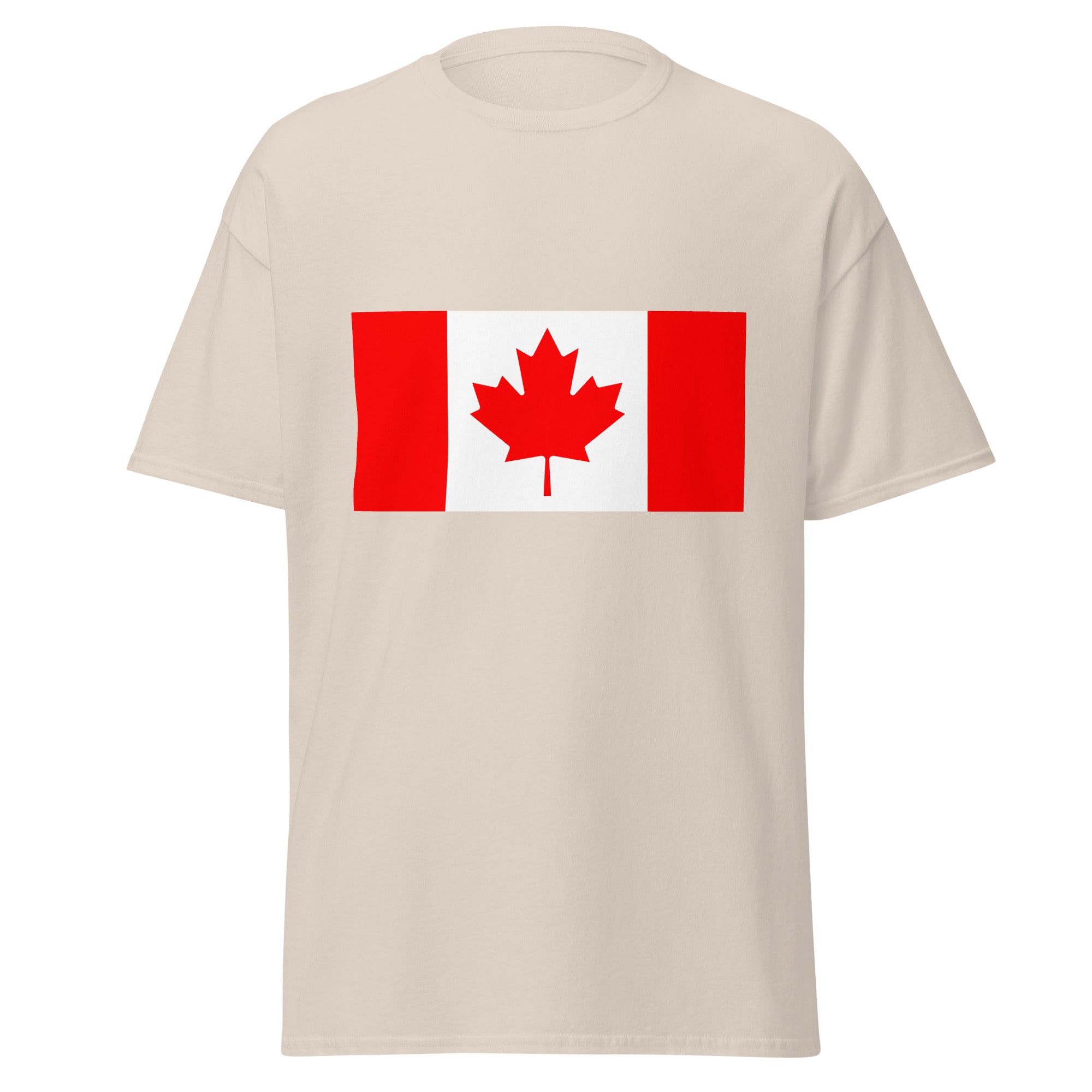 Unisex heather gray t-shirt featuring Canadian flag design printed across the front chest