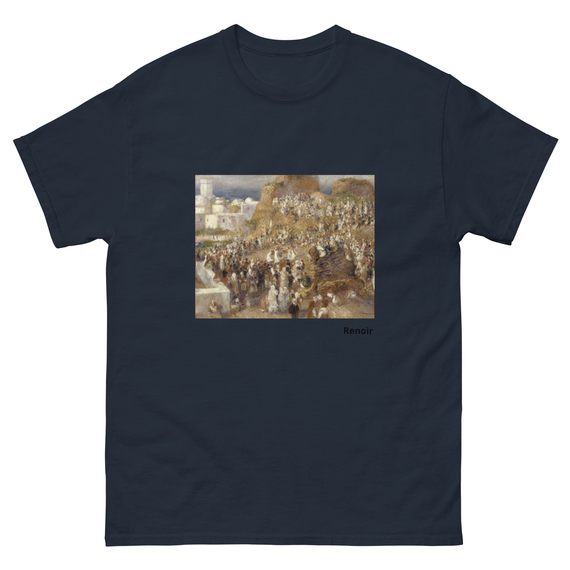 Unisex classic tee featuring Renoir's impressionist painting of an Algerian mosque scene