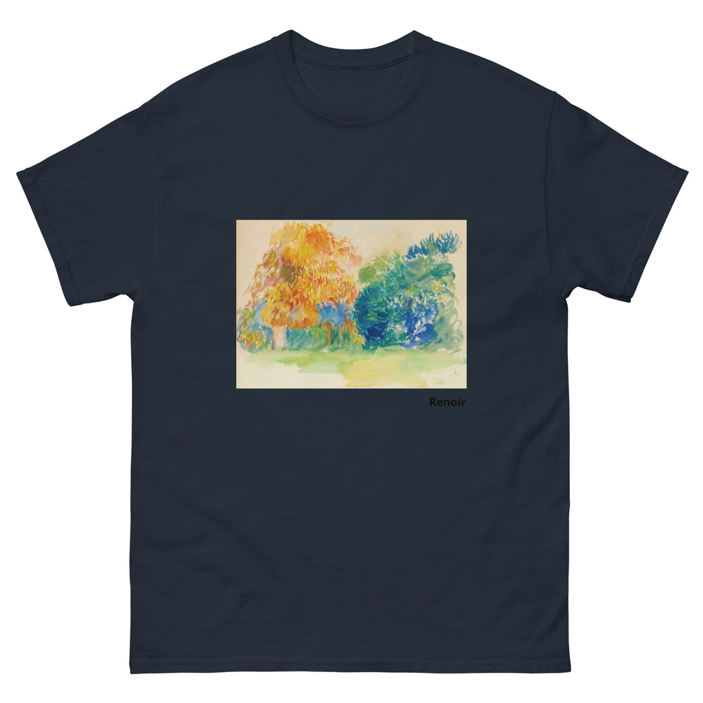 Unisex classic tee featuring Renoir's impressionist painting of trees Les Arbres