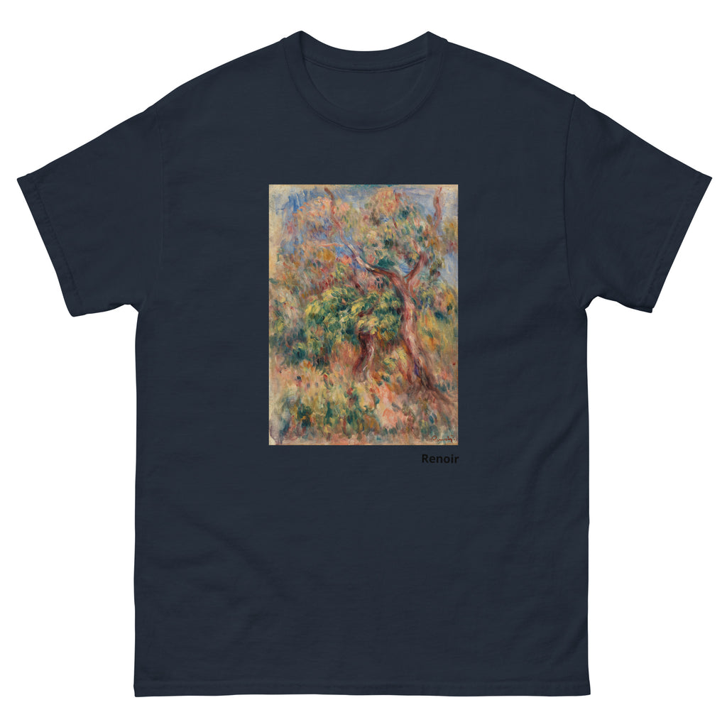 Unisex classic tee featuring Renoir's impressionist landscape painting with lush greenery