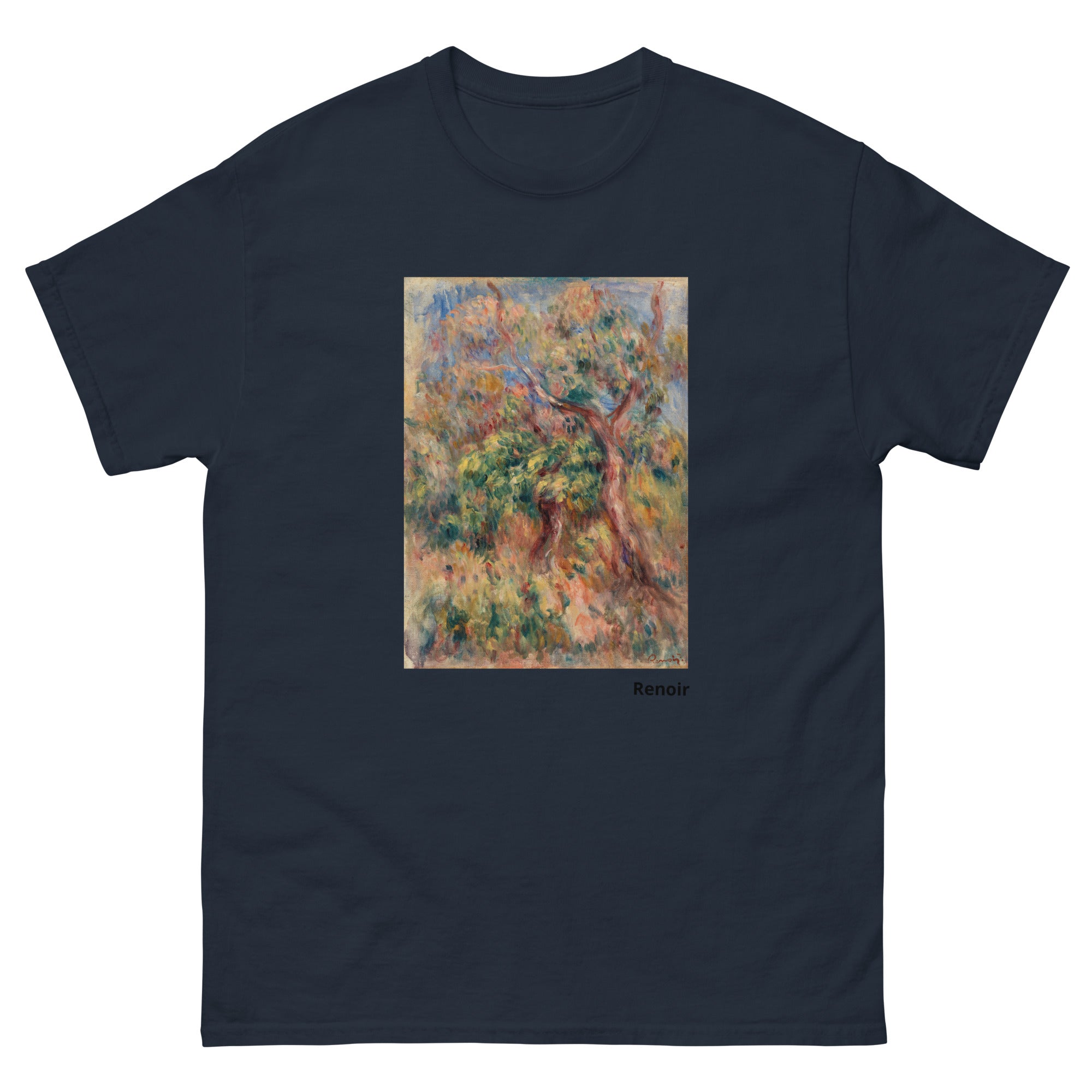 Unisex classic tee featuring Renoir's impressionist landscape painting with lush greenery