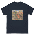 Unisex classic tee featuring Renoir's impressionist landscape with a woman and dog outdoors