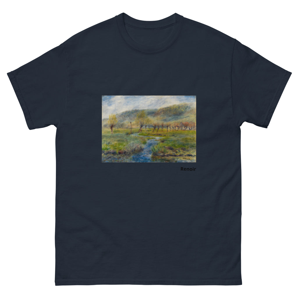Unisex classic tee featuring Renoir's impressionist meadow painting La Prairie