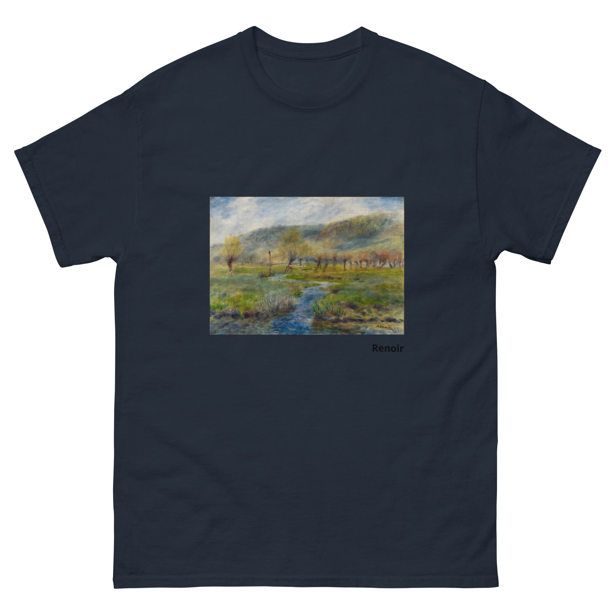 Unisex classic tee featuring Renoir's impressionist meadow painting La Prairie
