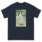Unisex classic tee featuring Renoir's impressionist painting of a girl playing with a hoop