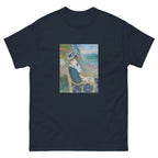 Unisex classic tee featuring Renoir's impressionist painting of a woman seated by the seashore