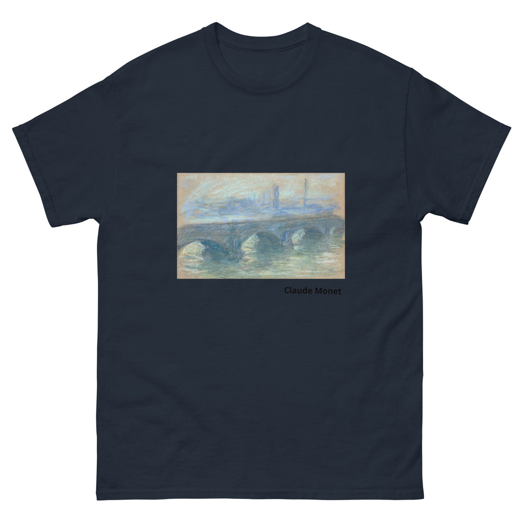 Unisex classic tee featuring Monet's 1901 impressionist painting of Waterloo Bridge in London