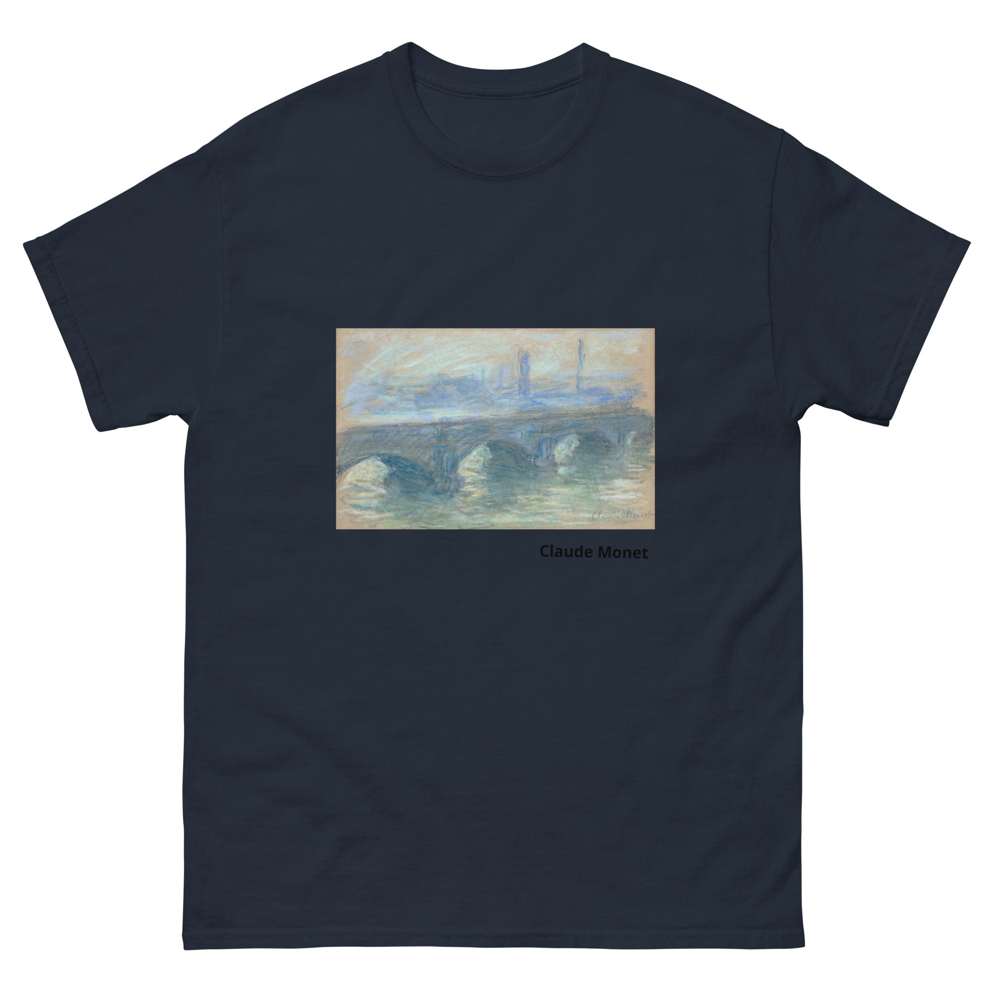 Unisex classic tee featuring Monet's 1901 impressionist painting of Waterloo Bridge in London
