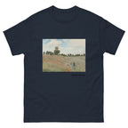 Unisex classic tee featuring Monet's impressionist painting of a red poppy field in summer
