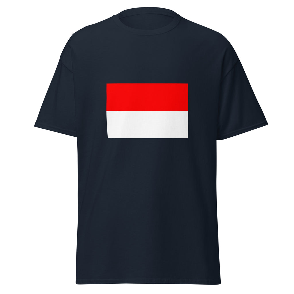 Unisex heather gray t-shirt featuring Indonesian flag design printed across the front chest