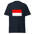 Unisex heather gray t-shirt featuring Indonesian flag design printed across the front chest