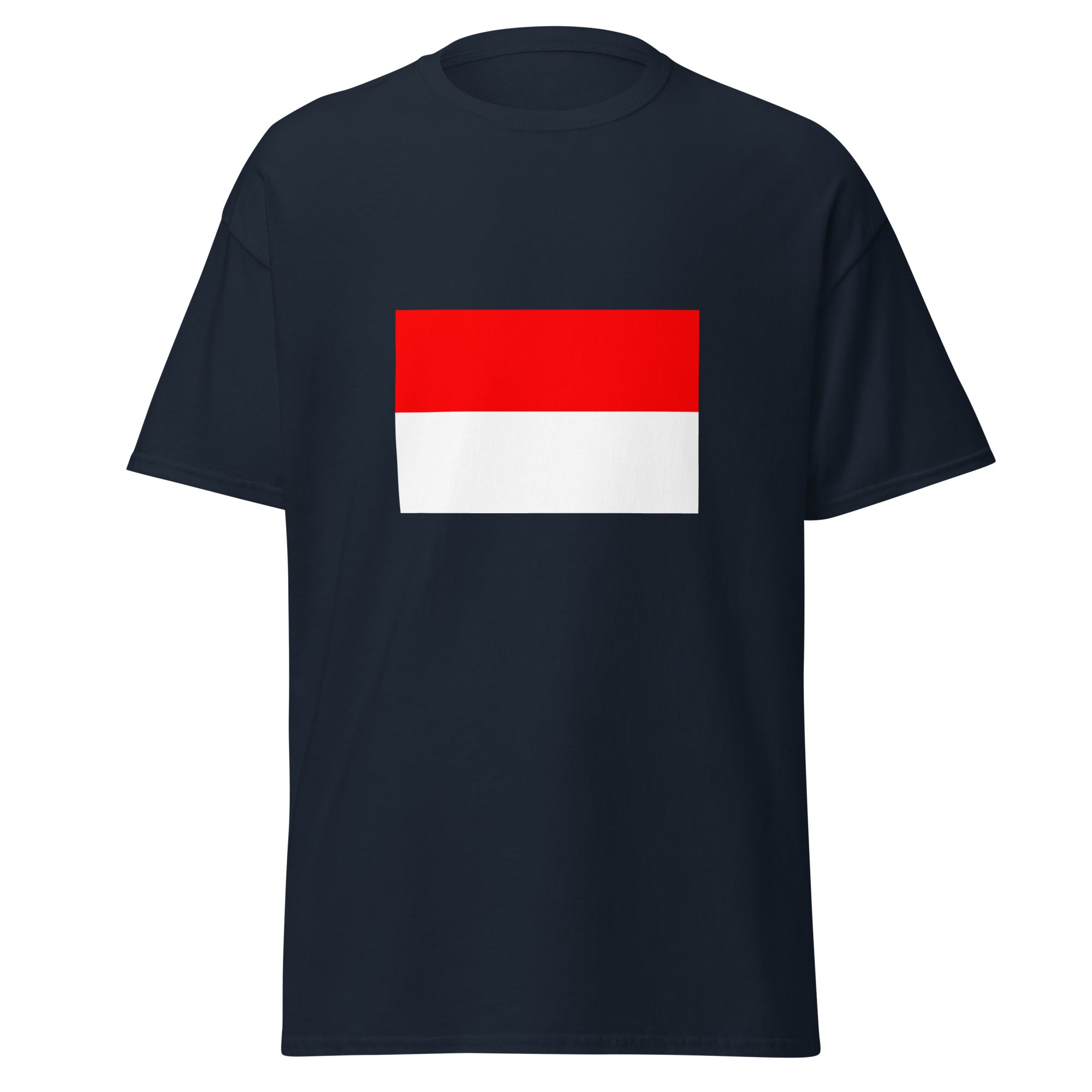 Unisex heather gray t-shirt featuring Indonesian flag design printed across the front chest