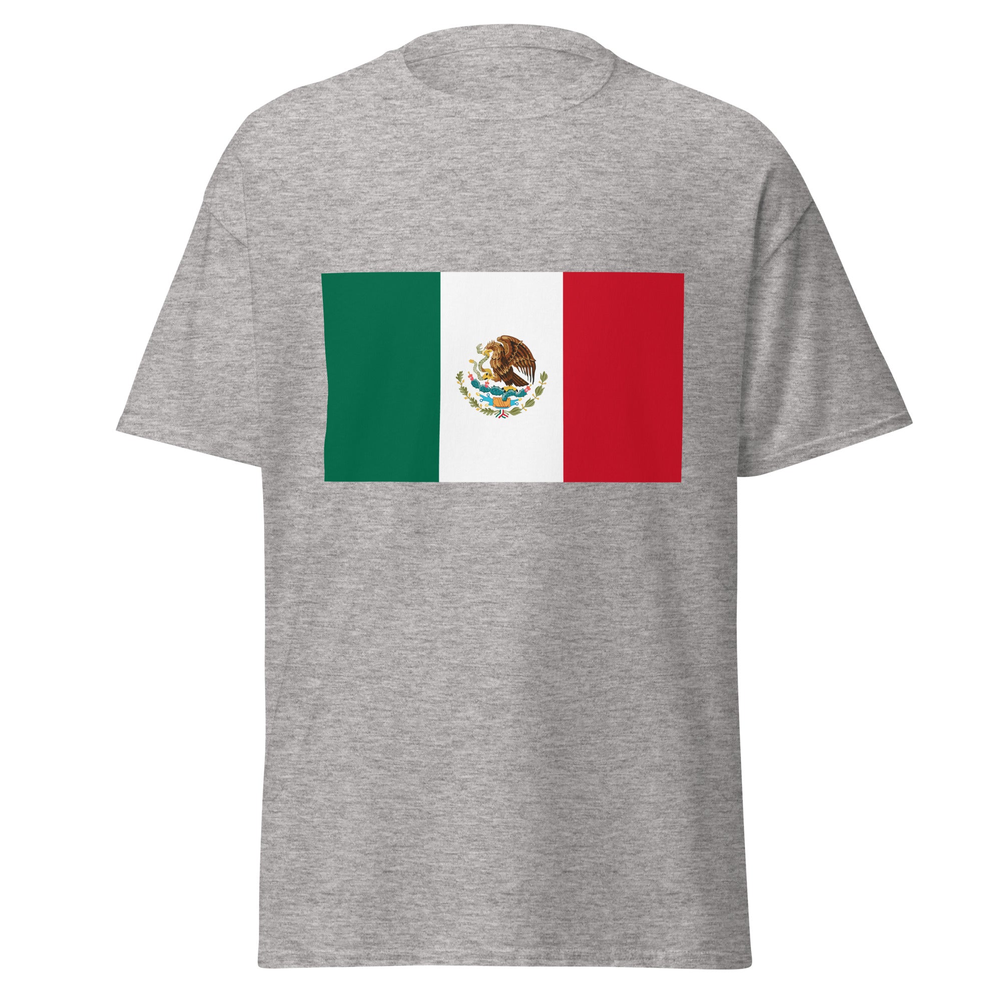 Unisex navy blue t-shirt featuring Mexican flag design printed across the front chest