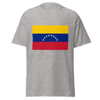 Unisex navy blue t-shirt featuring Venezuelan flag design printed across the front chest
