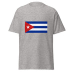 Unisex navy blue t-shirt featuring Cuban flag design printed across the front chest