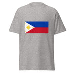 Unisex heather gray t-shirt featuring Philippine flag design printed across the front chest